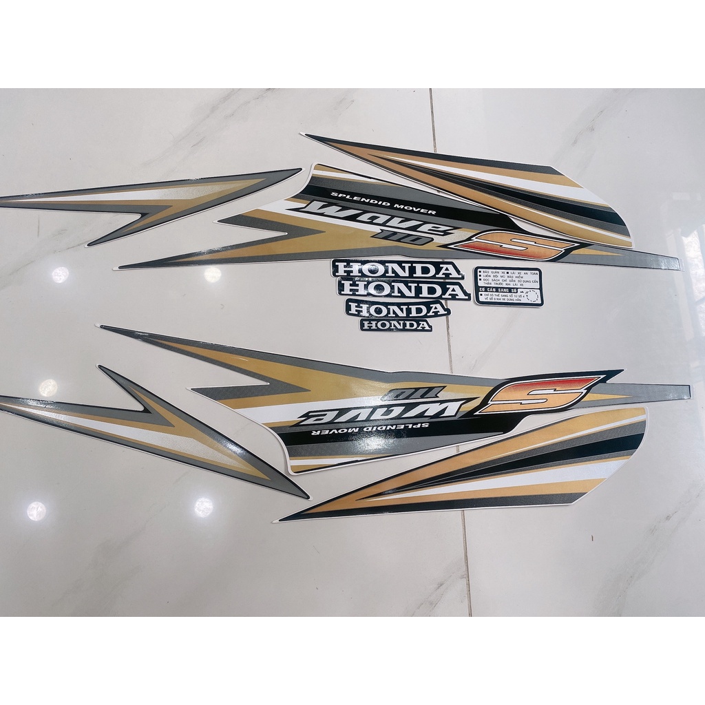 Trọn bộ tem rời dán xe máy 3 lớp Honda Wave S 110 đời 2009 màu đen