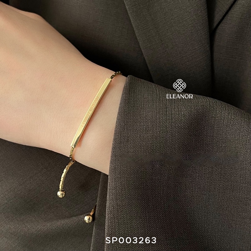 Lắc tay dây rút Eleanor Accessories vòng tay nữ gold bar khắc chữ phụ kiện trang sức đẹp