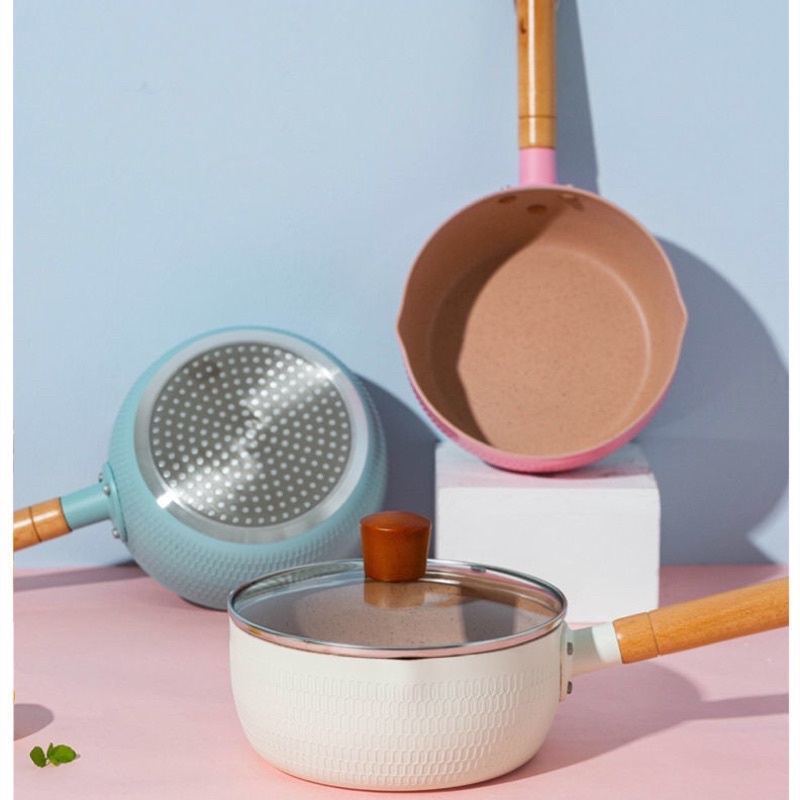 Chảo / nồi / quánh sâu lòng 18cm phủ ceramic chiên rán chống dính đáy từ vân tổ ong