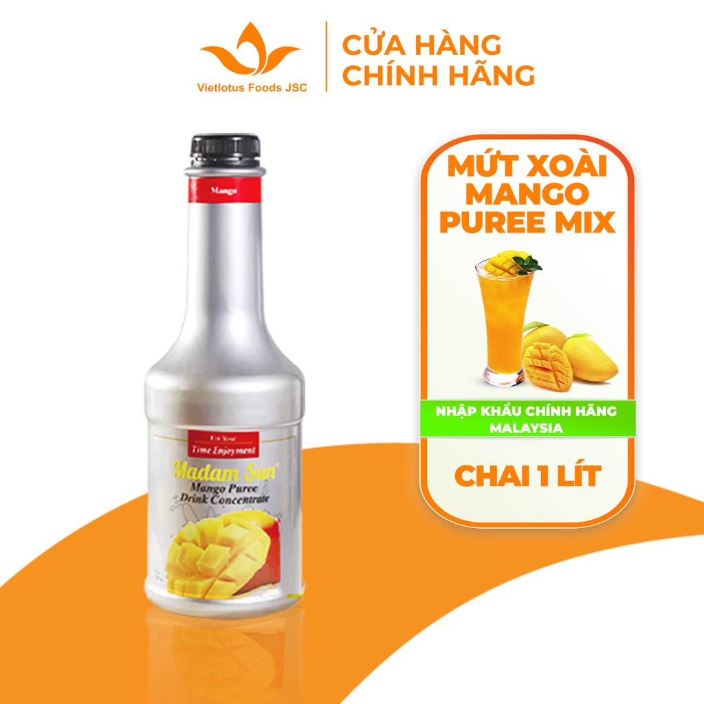 Mứt trái cây pha chế Madamsun vị Xoài  chai 1L - Hàng nhập khẩu Malaysia