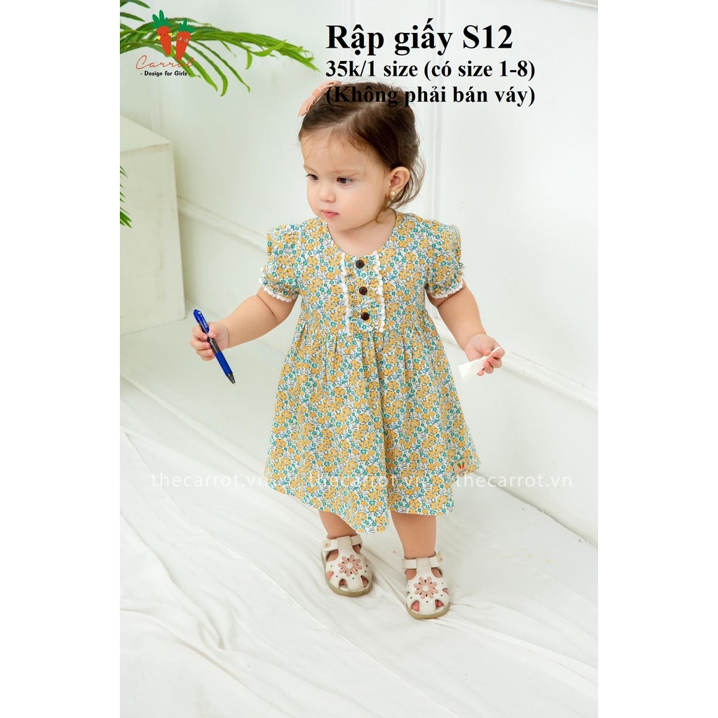 RẬP GIẤY VÁY BÉ S12 (KHÔNG PHẢI BÁN VÁY-đây là bản thiết kế bằng giấy)