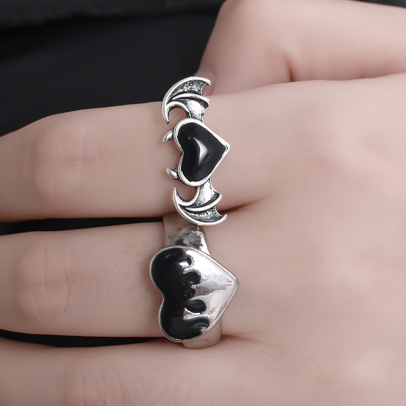 Nhẫn Hở Hình Trái Tim / Đôi Cánh Phong Cách Cổ Điển Thời Trang Cho Nam Và Nữ