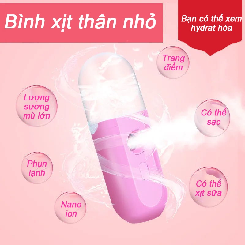 Nano Ion âm máy phun Dưỡng ẩm da Mini mỹ phẩm Máy xông hơi mặt