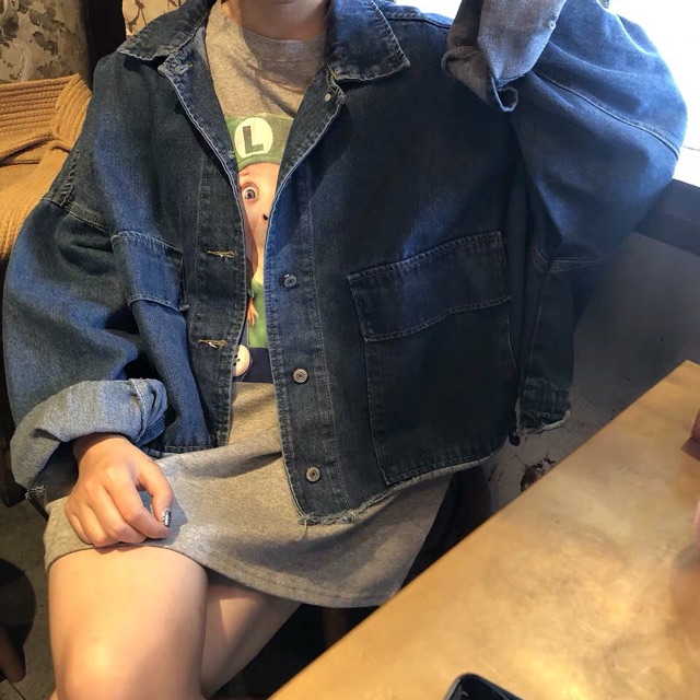 Áo khoác jeans mỏng có dây