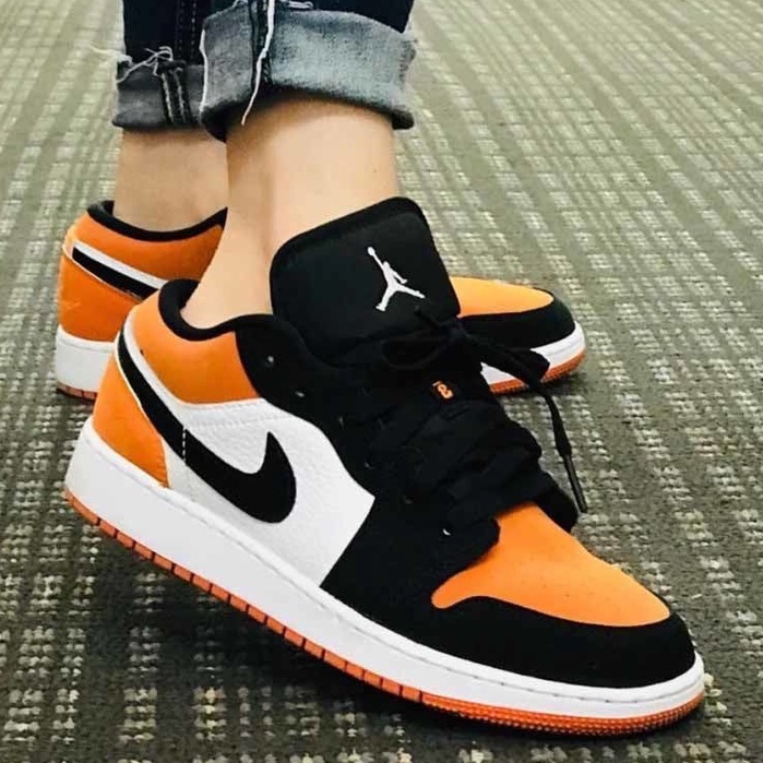 Giày Thể Thao Jordan Cam Đen Cổ Thấp Giầy Sneaker JD1 Low Màu Cam Cao Cấp
