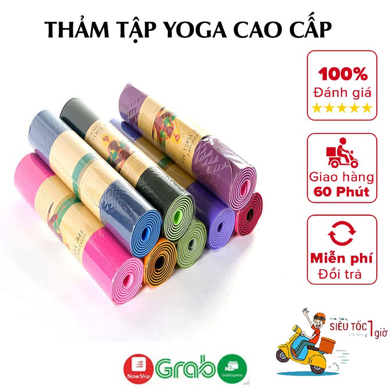 Thảm tập yoga,thảm tập Gym 2 lớp 6mm chất liệu TPE siêu bền chống trơn trượt(Tặng kèm túi)