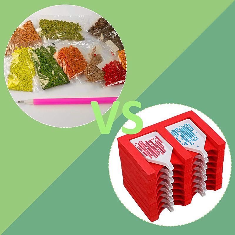 Bộ 2 Khay Đựng 16 Ngăn Đựng Dụng Cụ Làm Tranh Đính Đá Tiện Dụng