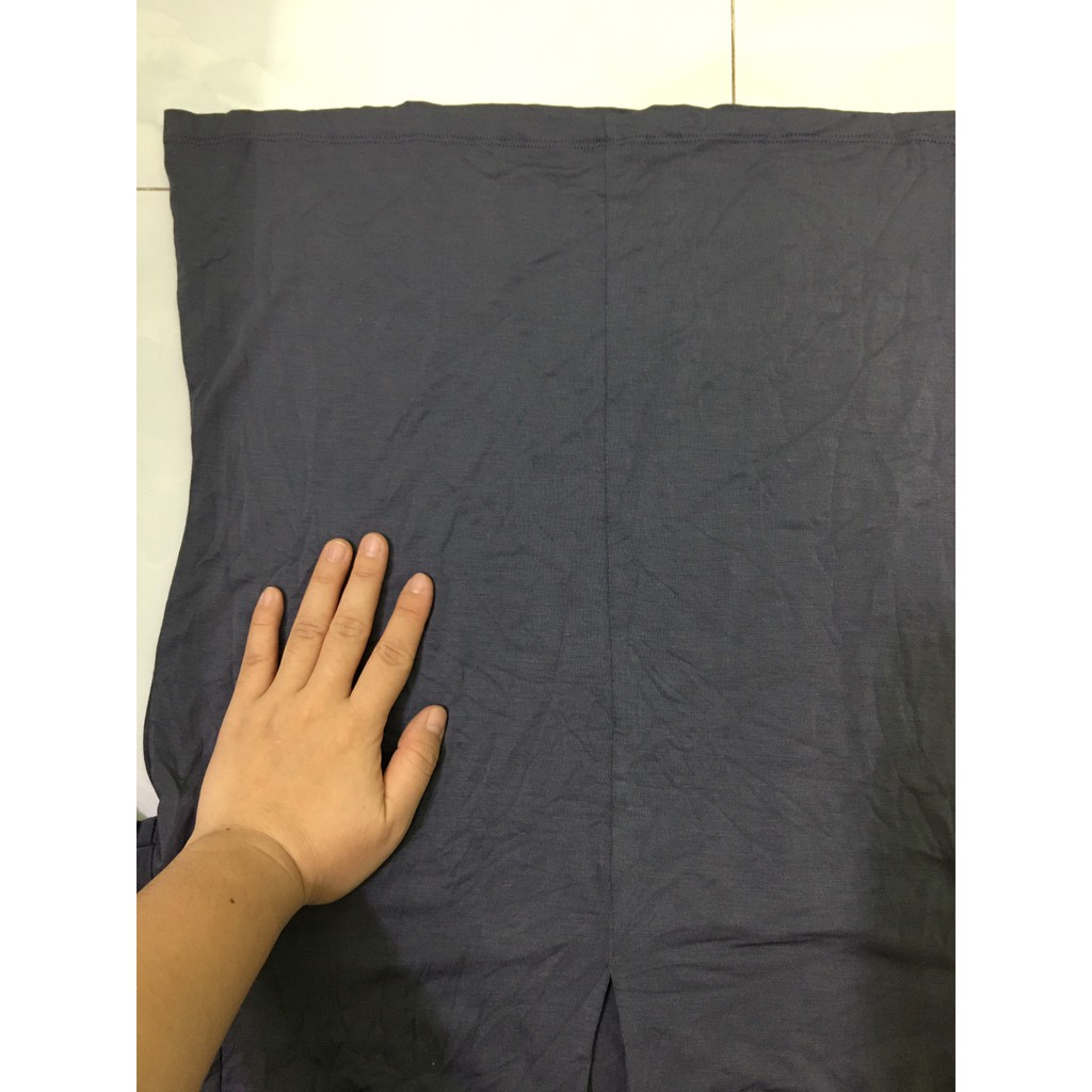 Áo Thun Kiểu Nữ Tahari Cổ Tròn Nơ Sau Tay Ngắn Xanh Xám / Đen