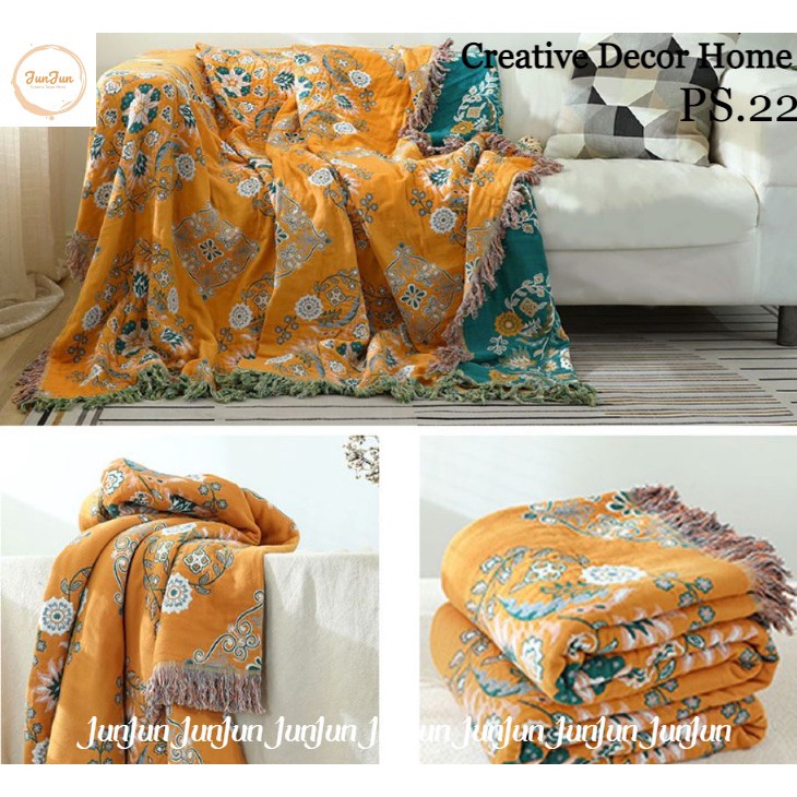 H2_Phủ Khăn Thảm Chăn Sofa Chất liệu Vải Xô Sợi Organic - Dòng cao cấp vượt trội