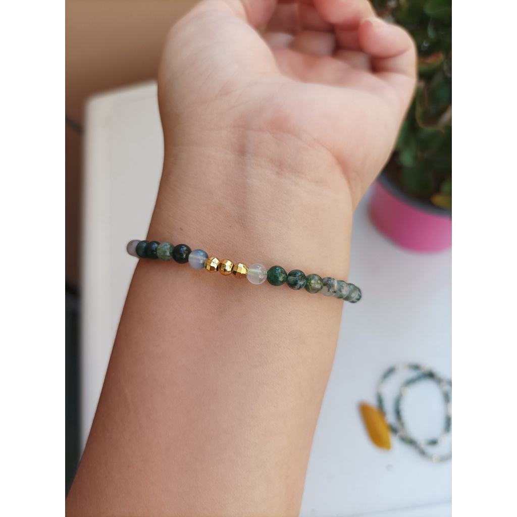 Vòng Tay Chuỗi Mã Não Rêu 4ly - Moss Agate Bracelet