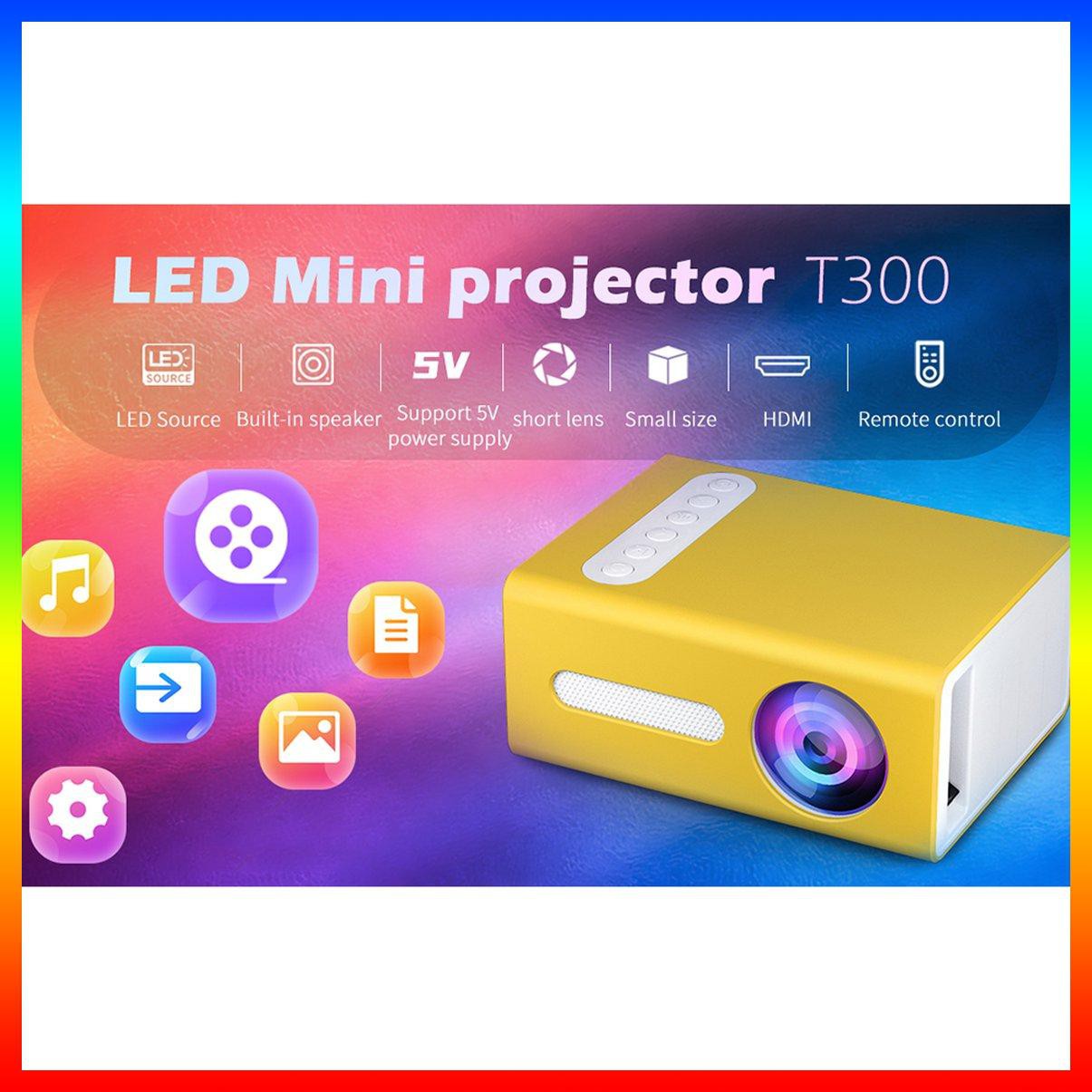 1 Máy Chiếu Gia Đình T300 Led Mini Độ Phân Giải Cao