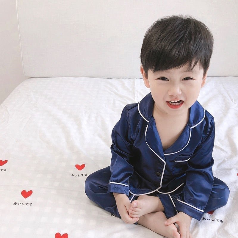 Đồ bộ Pijama lụa mềm cho bé trai bé gái pijama tay dài cho bé thoải mái có giấc ngủ ngon