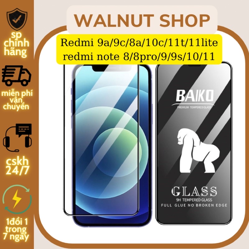 Kính cường lực kingkong BAIKO xiaomi redmi 9a/9c/8a/note8/note9/note10/note11/10C/11T/...