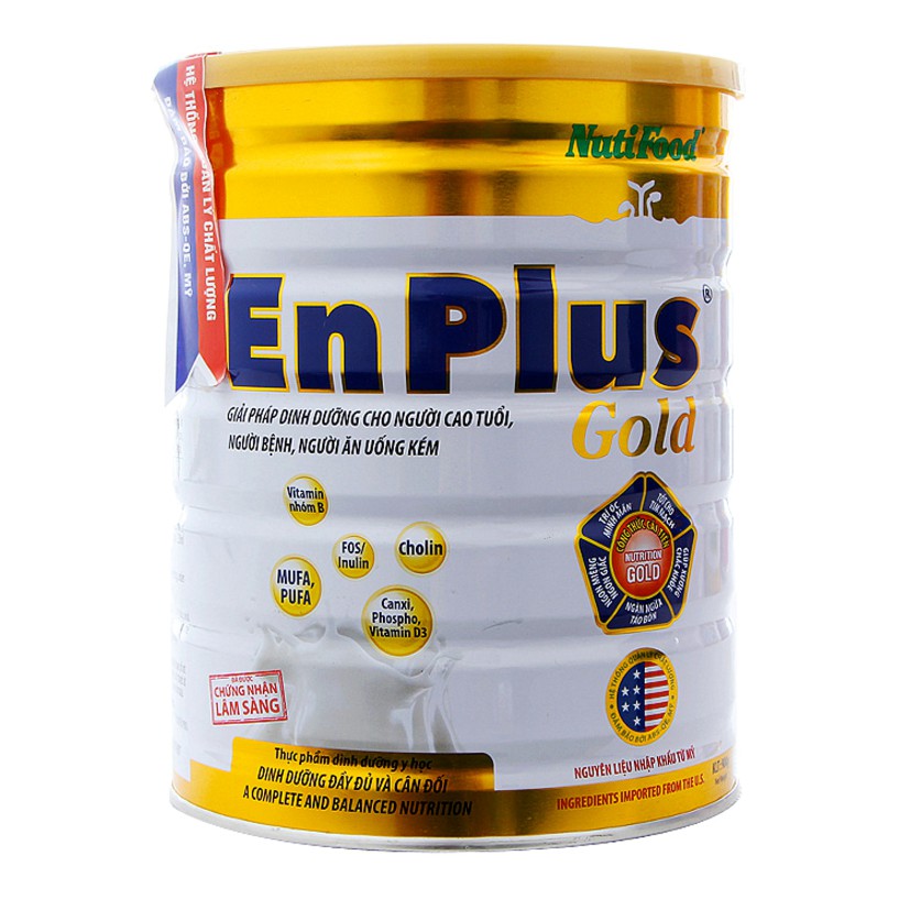 Sữa bột NutiFood EnPlus Gold lon 900g người lớn tuổi. Date T3 - 2021