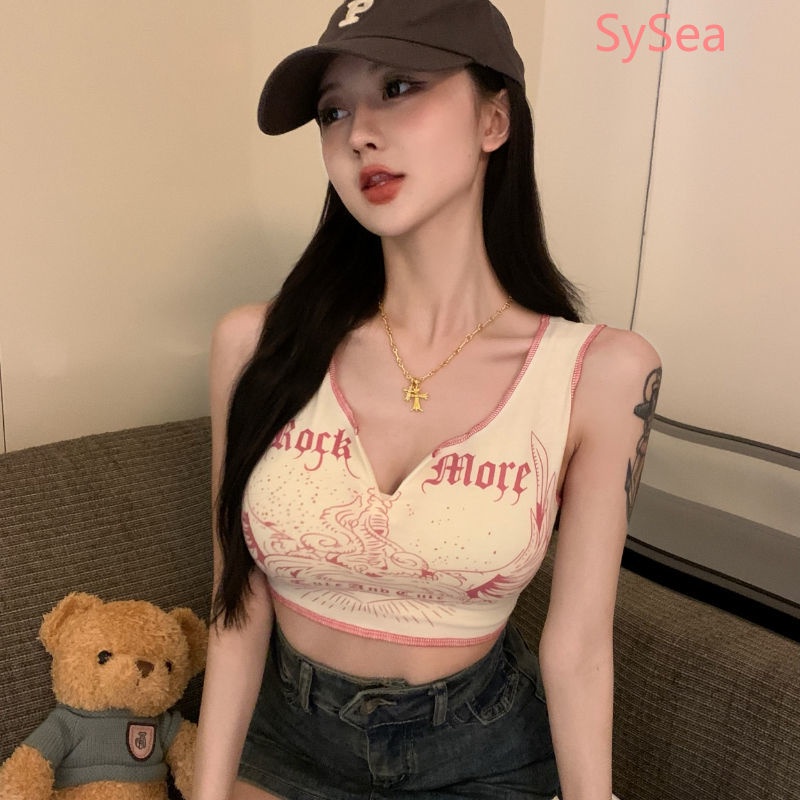 Áo Hai Dây Cổ Chữ V Quyến Rũ Thời Trang Hè Phong Cách Retro Cho Nữ