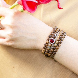 Vòng Trầm 108 hạt mix Chamr đá Minh Nguyệt hợp từng mệnh - Size 6mm cho nữ