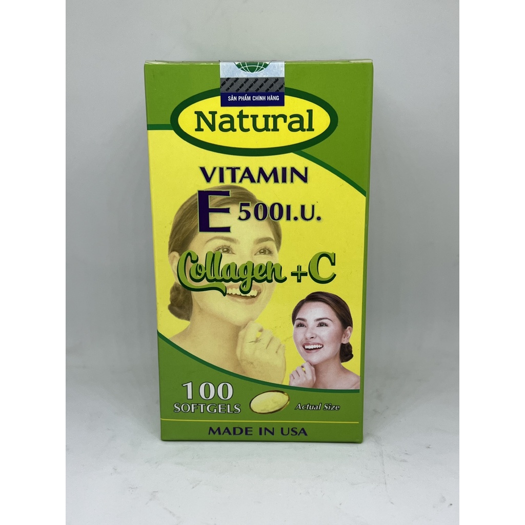 Viên Uống Vitamin E500I.U Collagen +C Giúp Làn Da Đẹp ,Làm Giảm Tiến Trình Lão Hoá Của Da