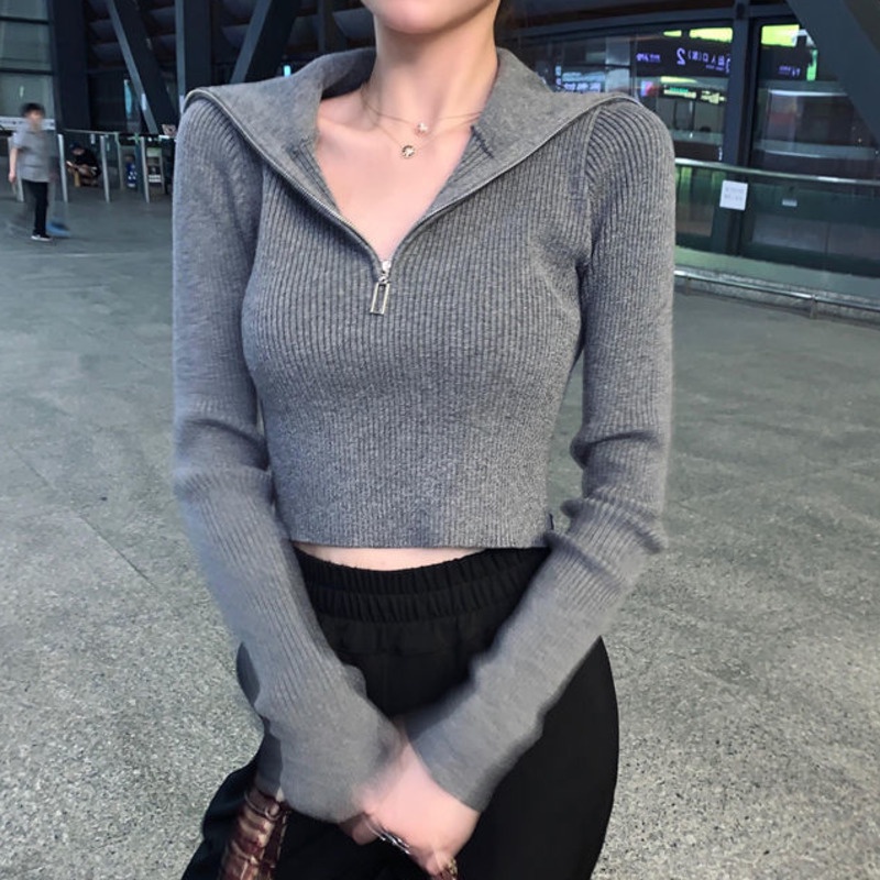 Áo Len Tay Dài Màu Trơn Thời Trang Dành Cho Nữ