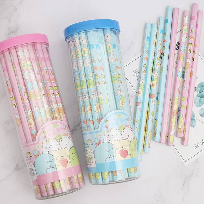 Bút Chì Gỗ 2B 5pc SUMIKKO GURASHI Hexagon Wooden HB Pencil Cute Kawaii Animal Pencil School Office Stationery Cartoon Health Standard Pencil kids gift