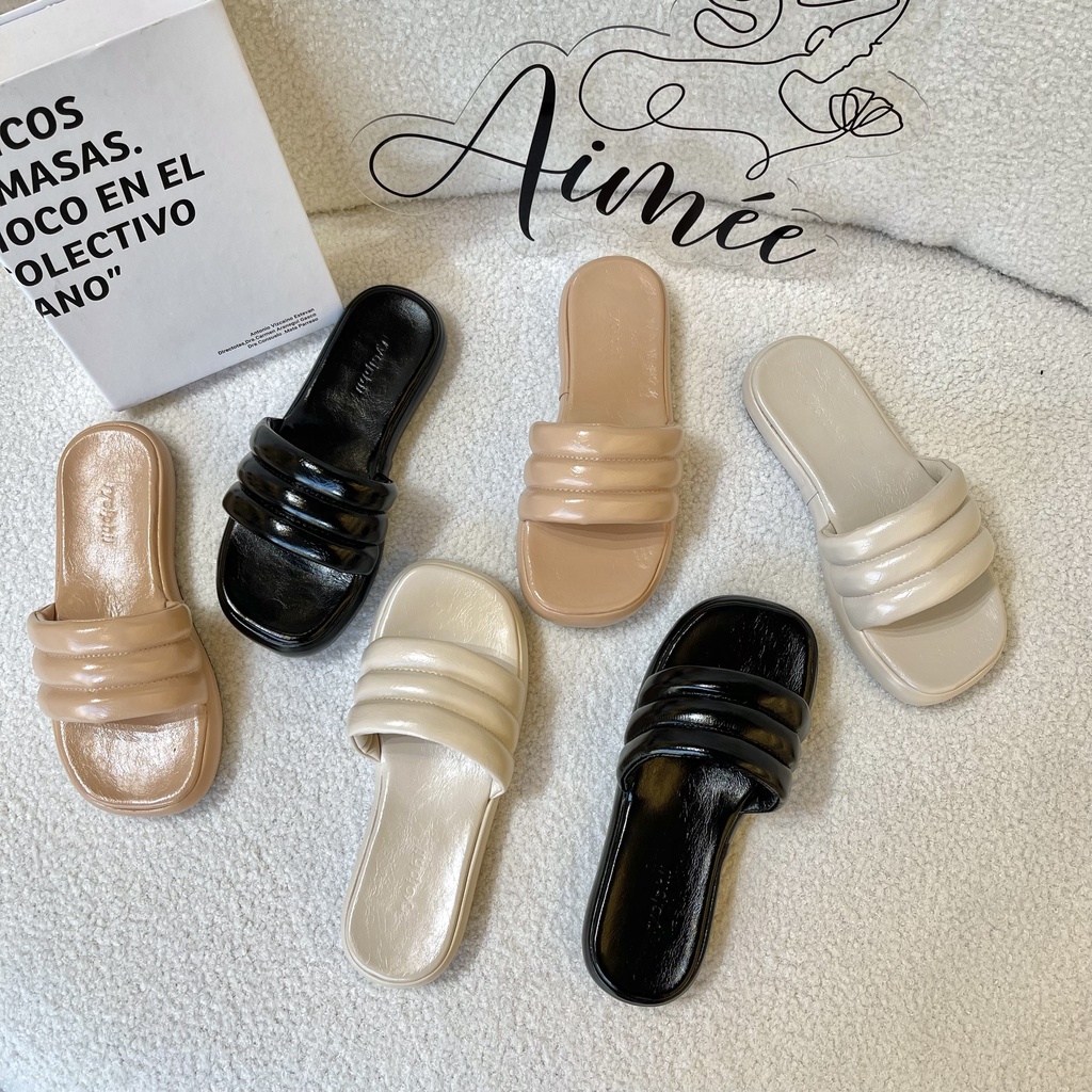 Có Sẵn - Dép Quai Ngang Phồng Êm Chân Đế cao 2cm