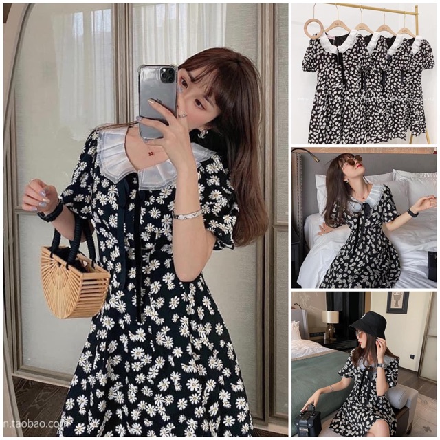 Đầm Daisy Cổ Bèo Thắt Nơ