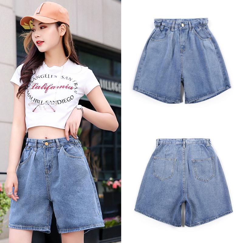 Quần short denim lưng cao phong cách Hàn Quốc