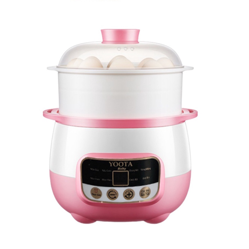 Nồi Hấp Cháo Chậm Cho Bé Yoota Baby, Nồi Chưng Hấp Cách Thủy 2 Tầng Đa Năng 0.8L
