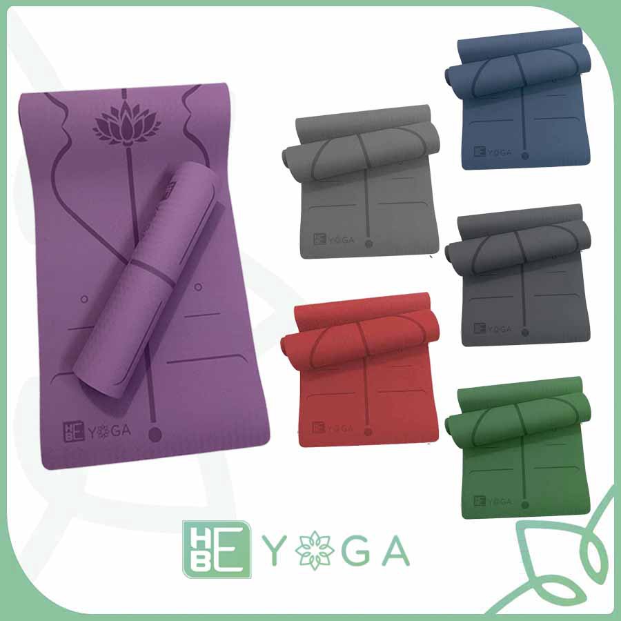 Thảm Tập yoga TPE Định Tuyến 8mm 1 Lớp Cao Cấp Hebeyoga Kèm Dây Cột Thảm