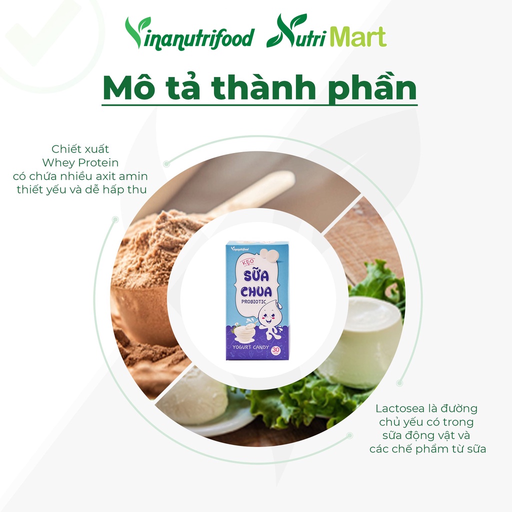 Kẹo sữa chua Probiotic chứa thành phần sữa chua lên men, bổ sung enzym lợi khuẩn tốt cho sức khỏe