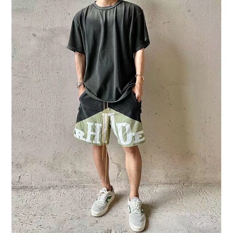 ⚡️ - Quần Short RHUDE Logo-Print Track Shorts, Quần Nylon Short Rhude