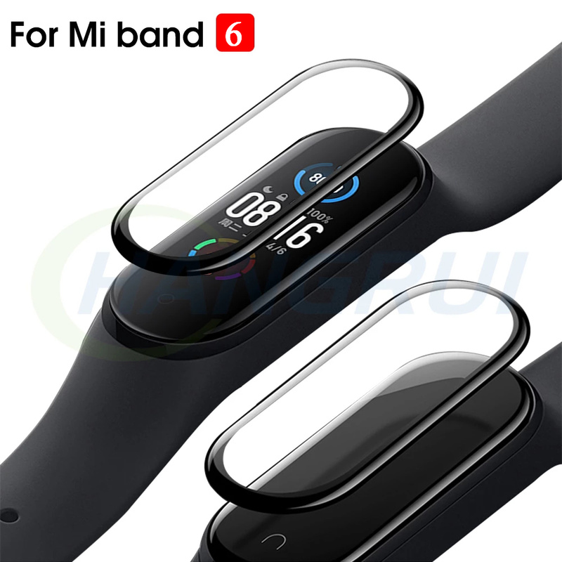 Set 2 / 1 Kính Cường Lực Cong 3d Bảo Vệ Toàn Màn Hình Cho Xiaomi Mi Band 6 5