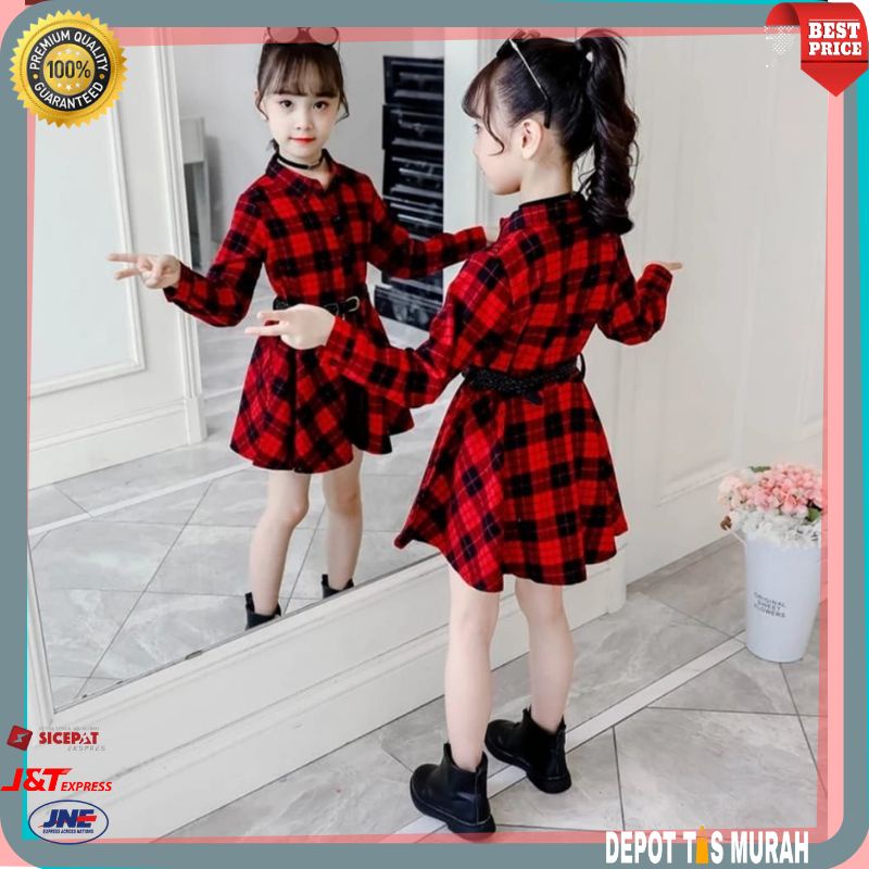 Đầm Dự Tiệc Màu Đỏ Xinh Xắn Cho Bé Gái 5 6 7 8 9 10 Tuổi