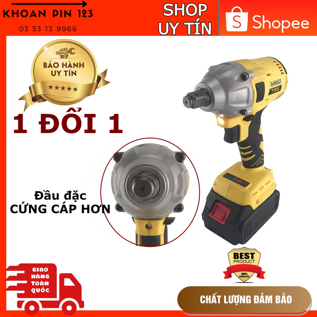 Thân máy siết bulong Dewalt đầu đặc không chổi than cứng cáp hơn, bền hơn