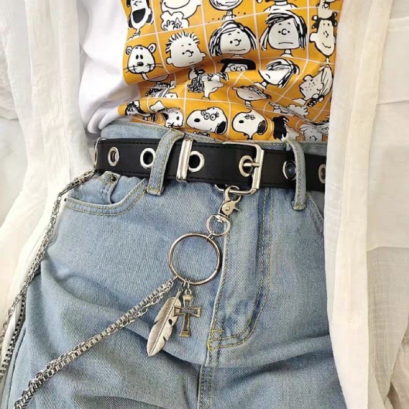 Dây xích treo quần Chữ Thập phối thắt lưng cá tính Chain treo thắt lưng phong cách hiphop