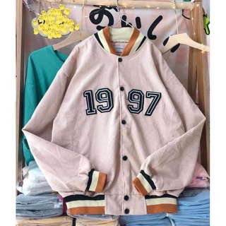 ÁO KHOÁC BOMBER 1997 CHẤT LIỆU NHUNG GÂN LÓT DÙ (ĐEN - TAN)