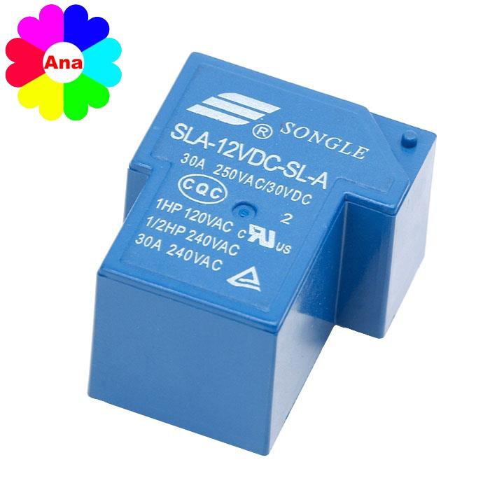 Relay Songle SLA 30A - 12V 4 Chân Màu Xanh