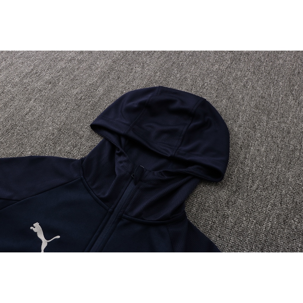 Áo Khoác Bóng Đá Có Mũ Trùm Phối Khóa Kéo Dài Thời Trang Mùa Đông 2122 Dành Cho Nam S ~ XXL