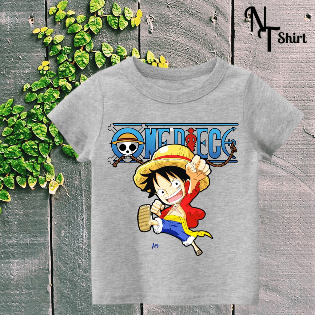 Áo phông bé trai in hình One Piece Luffy, Áo cotton xuất xịn mặc mát mịn hình in chất lượng 07