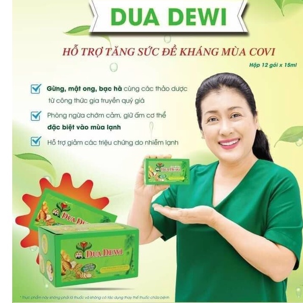 Hỗ trợ giảm triệu chứng cảm Siro Dua Dewi Hộp 12 gói x 15ml