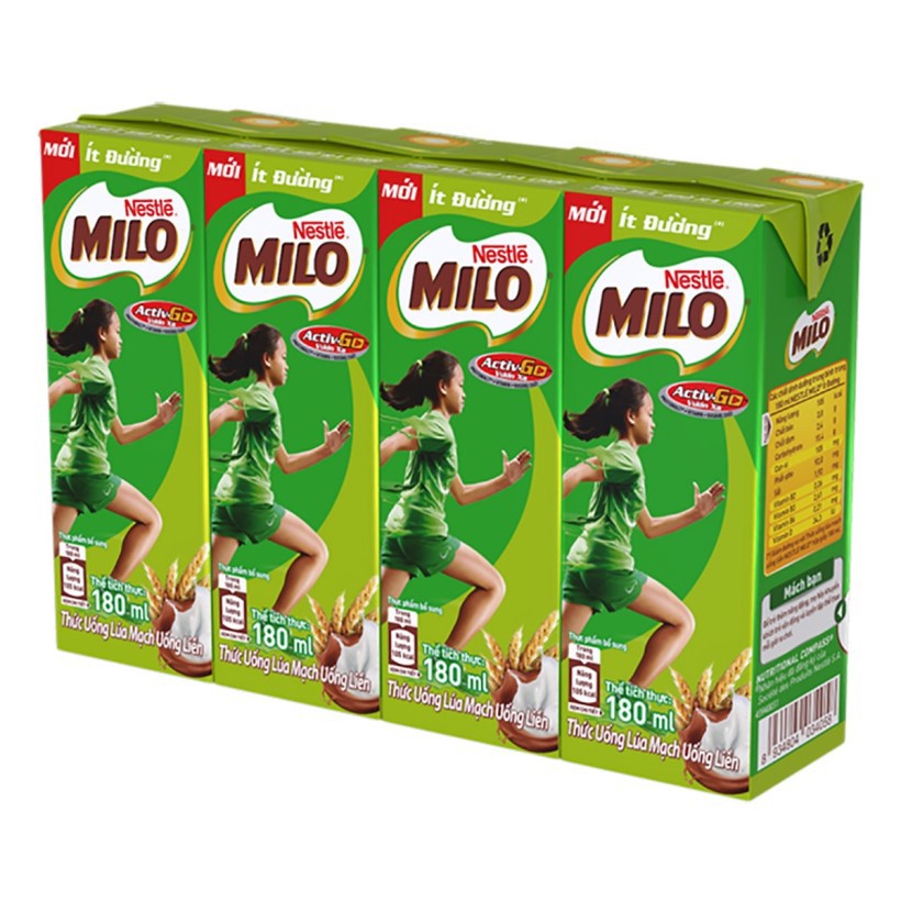 Thùng 48 hộp sữa milo ít đường 180ml ( date 3.2020)
