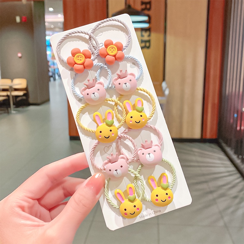 Bộ 10 dây buộc tóc Haimeikang họa tiết hoạt hình phong cách Hàn Quốc dễ thương cho bé gái