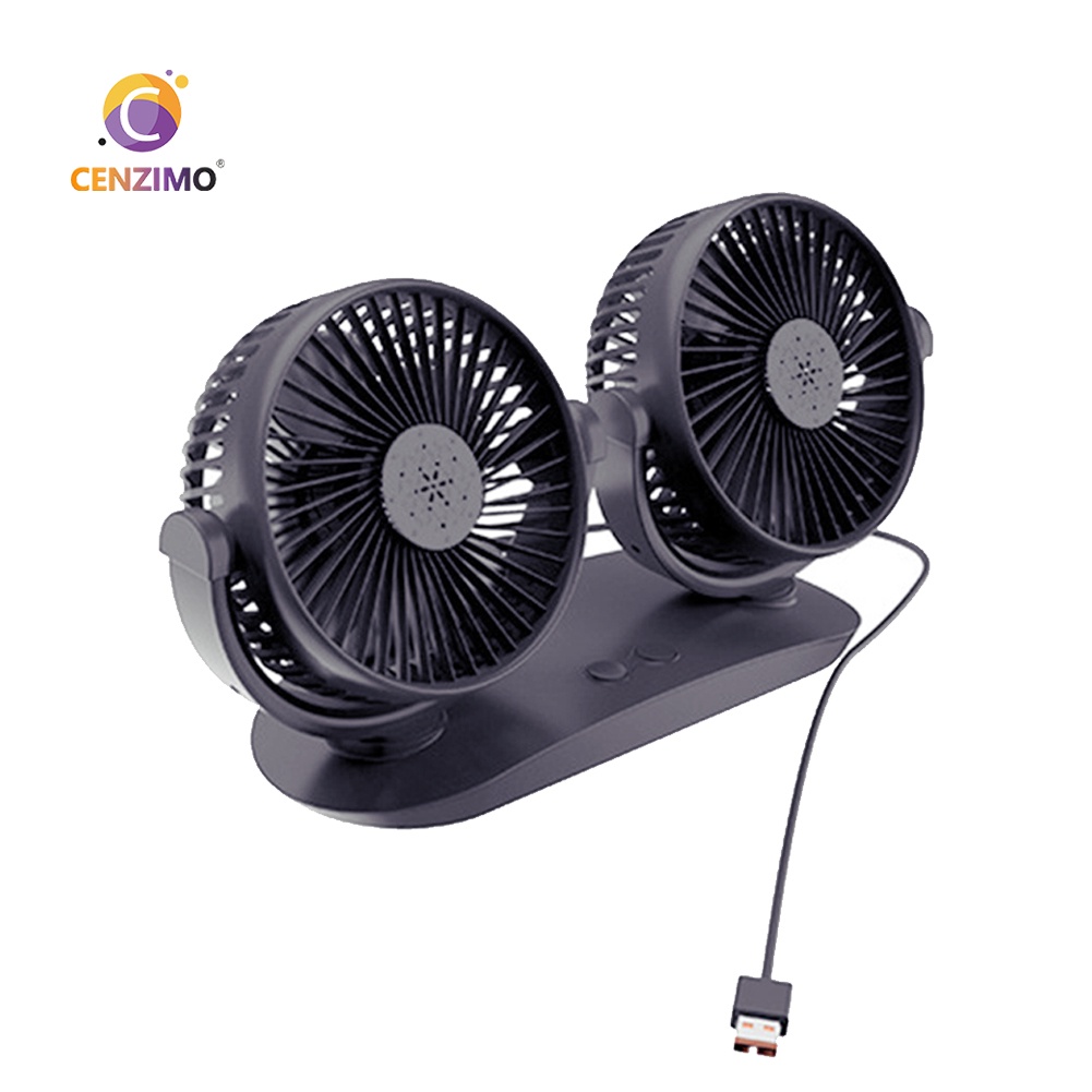 Quạt xe ô tô12v CENZIMO quạt đôi mini 24v, xoay 360 độ , dùng cho ô tô