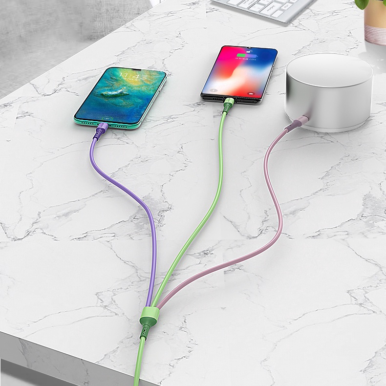 Cáp Sạc Nhanh 3 Trong 1 Type C Micro Usb Dài 120Cm Cho iPhone 13 14max