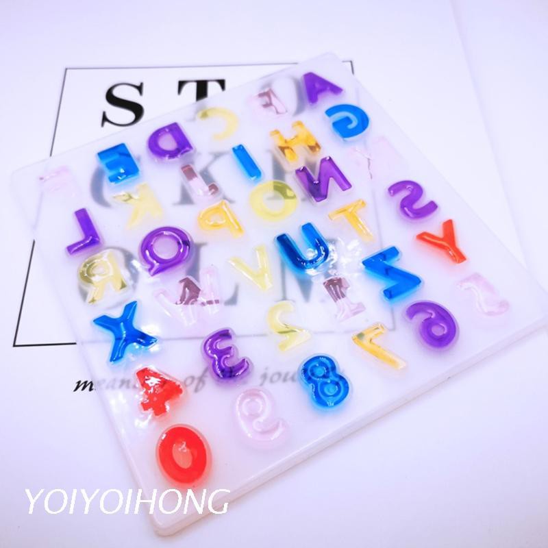 Khuôn Silicon Làm Trang Sức Thủ Công DIY Tạo Hình Chữ Cái Tiếng Anh Và Chữ Số Từ Epoxy Resin