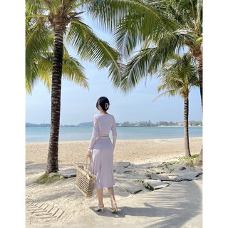 Set áo đầm xoắn ngực