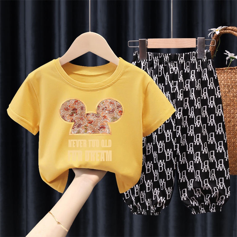 Set Áo Thun Ngắn Tay Và Quần Dài Thời Trang Cho Bé 1-7 Tuổi