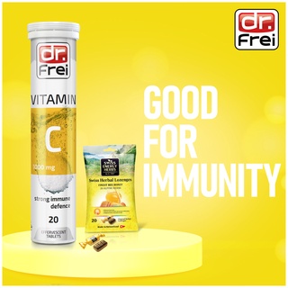 Combo Đề Kháng-Viên Sủi Dr. Frei Vitamin C 1000 mg + Honey lozenges