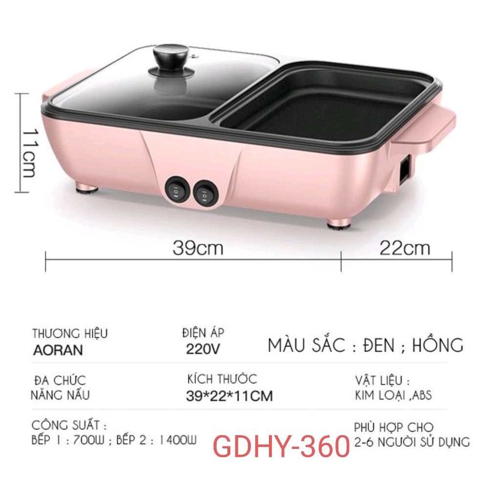 Bếp lẩu nướng 2in1 đa năng, Bếp Điện Đa Năng Siêu Tiện Dụng, Công Nghệ Hàn Quốc