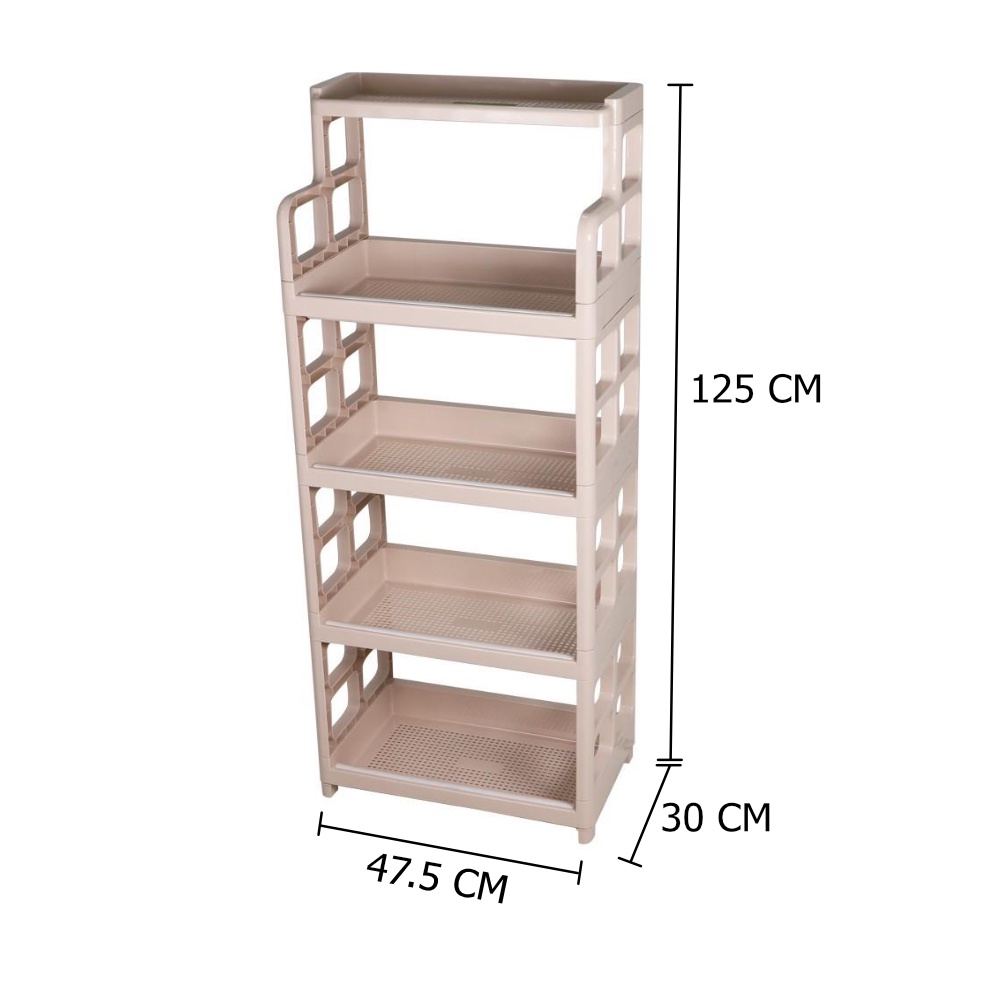 HomeBase STACKO kệ nhựa 5 tầng FRIENDLY Thái Lan W47.5xH125xD30cm màu kem