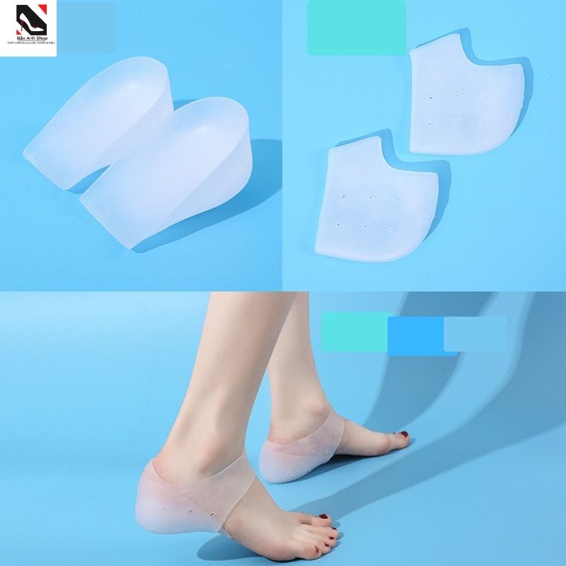 Lót Giày Tăng Chiều Cao, Đệm Gót Chân Silicon Trống Trượt Tăng Chiều Cao Đa năng Cực mềm,Êm Chân Giúp Bạn Cao Thêm 4cm